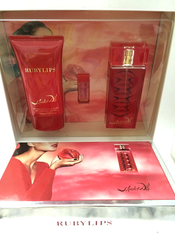 RUBYLIPS by Salvador Dali Perfume Women 3pc Set: 3.4 oz EDT Spr+BL 5.1 oz+mini