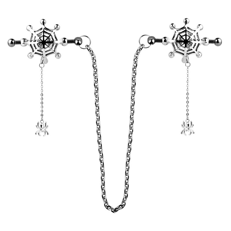 Halloween Style Spider Web Nipple Clamps Stainless Steel Breast Clips For Women