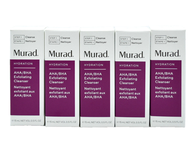 Murad Hydration AHA/BHA Exfoliating Cleanser Travel Size 0.5 fl oz/15ml [5-Pack]