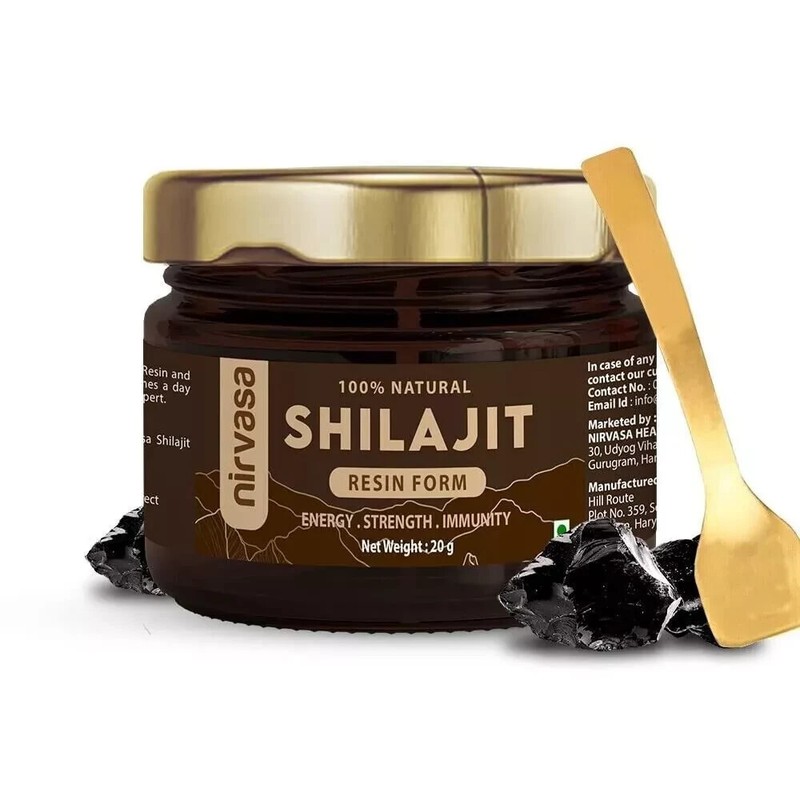 Pure 100% Himalayan Shilajit Resin | 20 Gram Jar (60 Servings) + Measuring Spoon