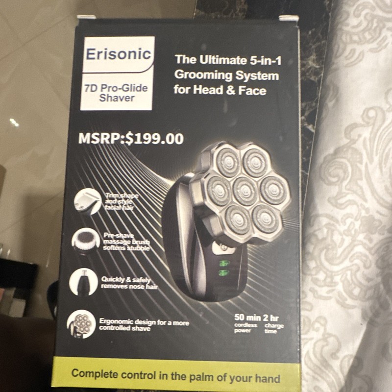 Erisonic 7D Pro-Glide 7-Head Rotary Cordless Multi-Function Shaver