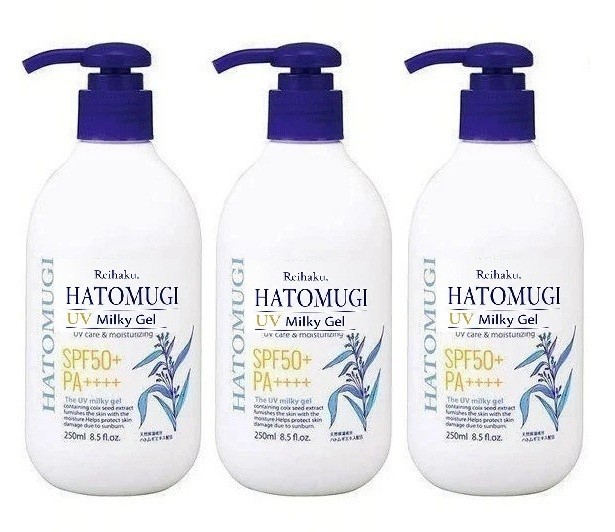 Hatomugi UV Milky Gel SPF50+ PA++++ 250mL x 3 Set Japan Skin Care