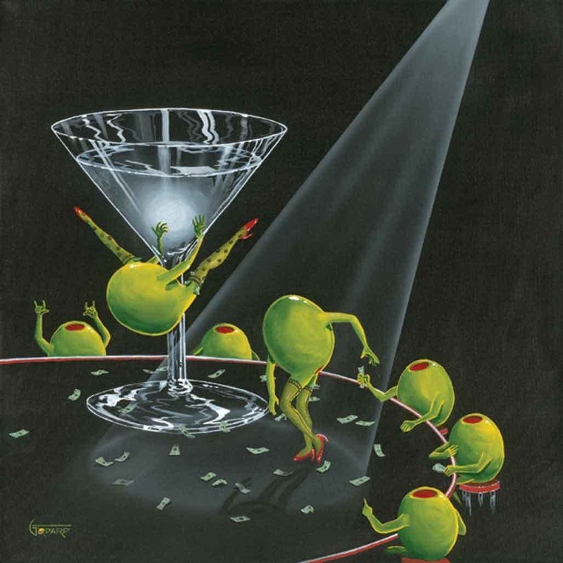 Dirty Martini Bar Artwork by Michael Godard Micro-Fiber Cleaning Cloth 6x 8″Inch