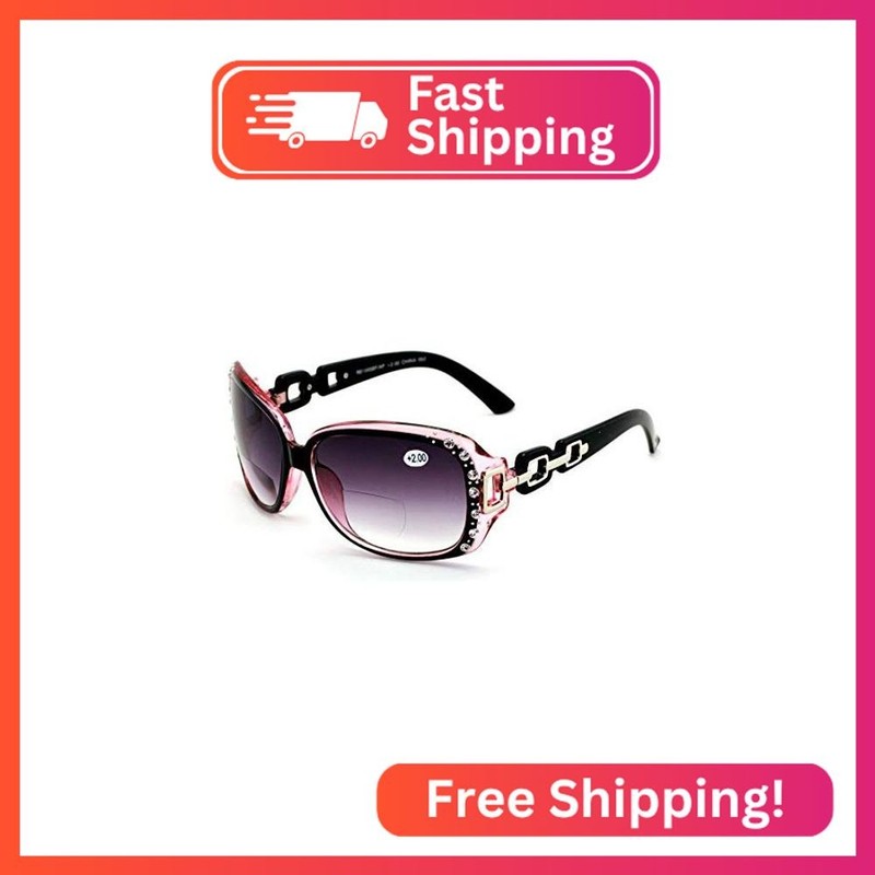 V.W.E. Oversized Rhinestones Women Bifocal Reading Sunglasses Reader Glasses Vin