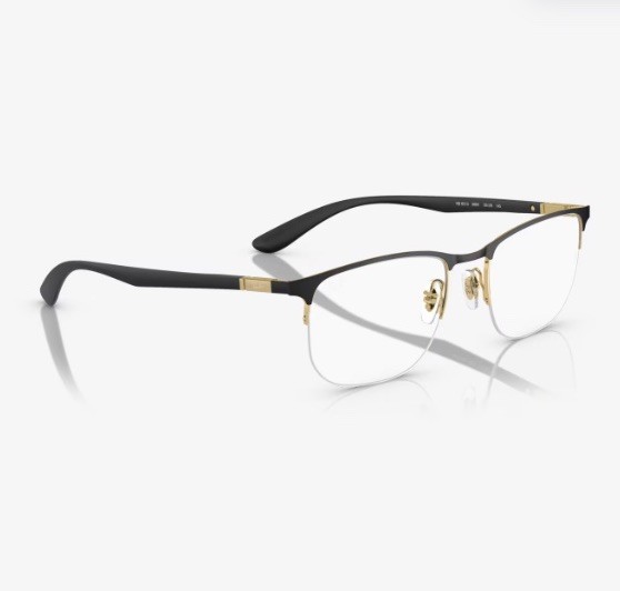 Ray-Ban Square Liteforce Eyeglasses Black Gold Frame Clear Demo Lens RB6513 2890