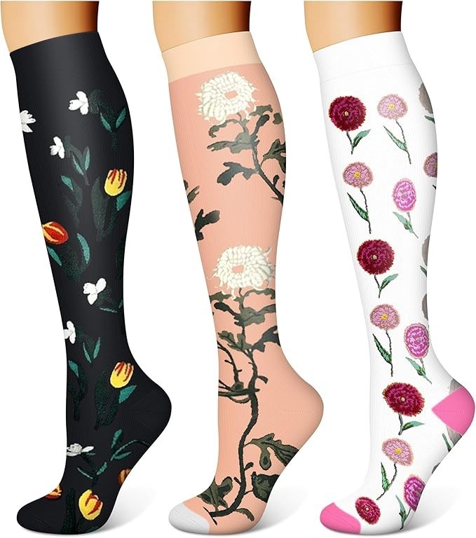 3 Pairs Compression Socks for Women & Men 15-20 mmHg,Best Support for Nurses Run