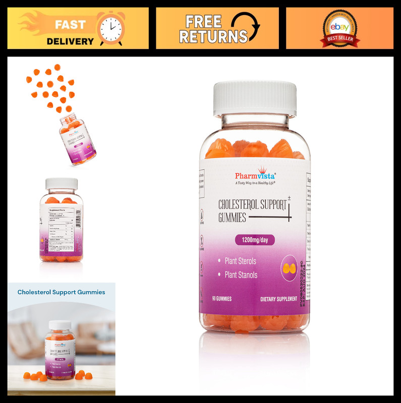 Vegan Plant Sterols & Stanols 1200mg Gummies – Allergen-Free, Gluten-Free, 90 Co