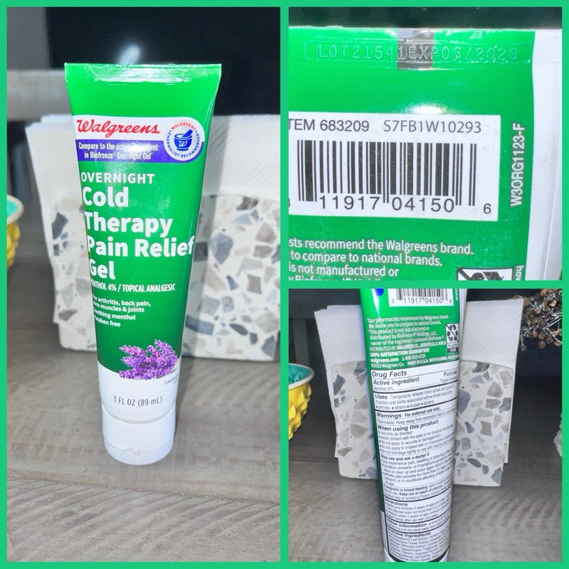 Walgreens Cold Therapy Pain Relief Gel 3 oz Exp 6/26 [Brand New]