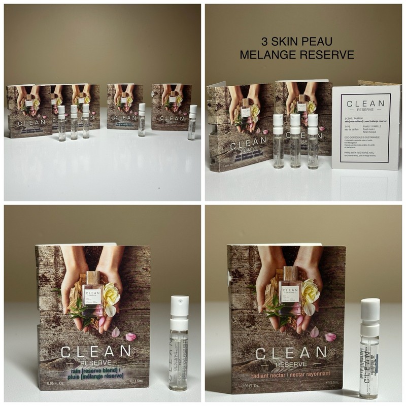 3 CLEAN Reserve SKIN + 1 RAIN + 1 RADIANT NECTAR. Eau de Parfum. Tavel Size.