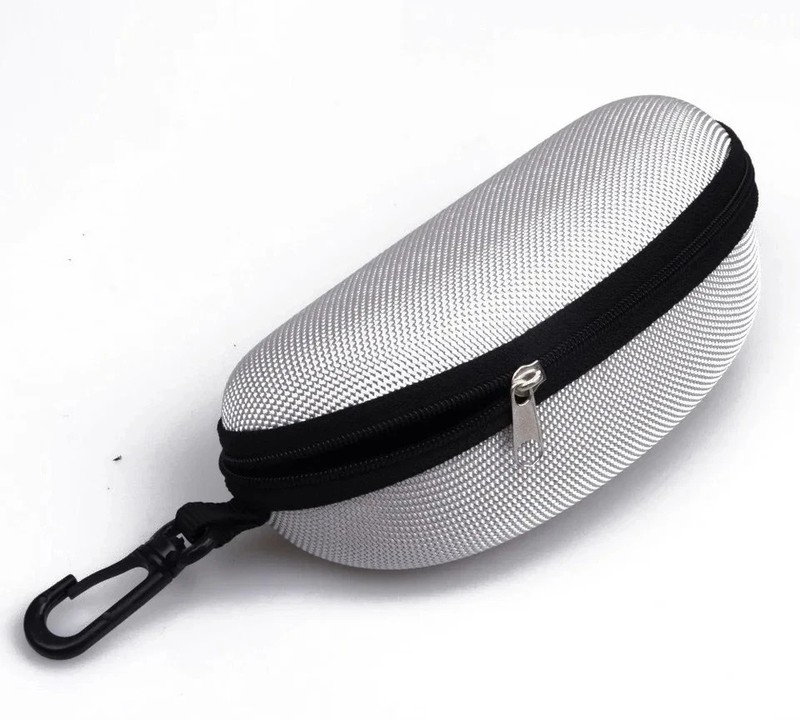 Portable Sunglasses Eyeglasses Case Zipper Hard Shell Box With Clip Black