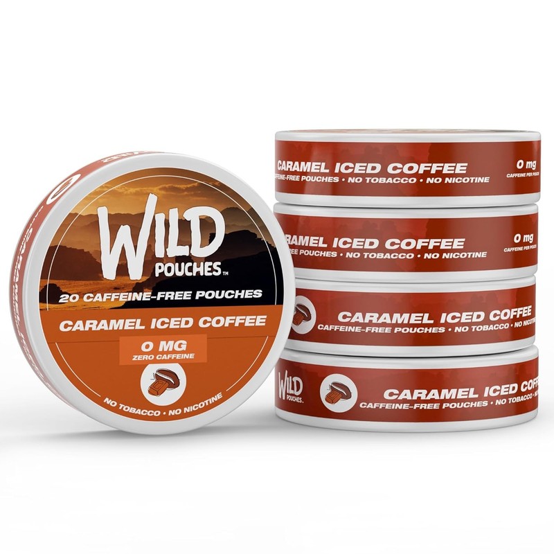 Wild 5 Pack 0mg Nicotine Free Pouches No Caffeine Caramel Coffee – 20 x Caffeine