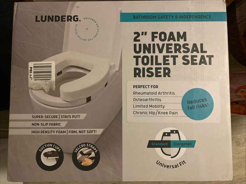 Lunderg 2” Foam Universal Toilet Seat Riser, White
