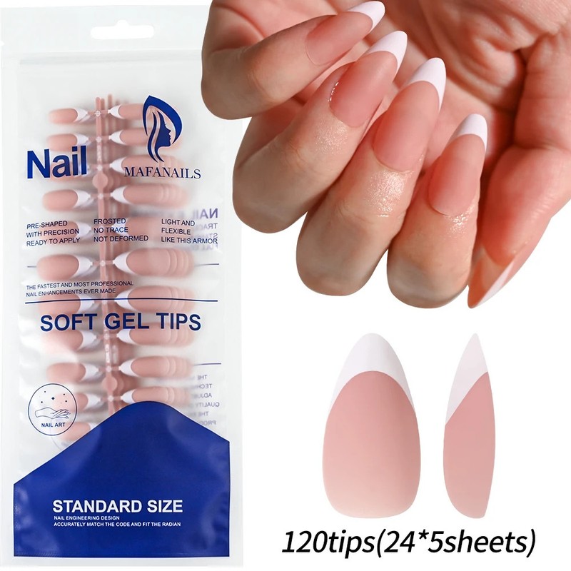 120Pcs Mixed Size Medium Long Square French Press on Nails Full Cover Wearable gallery