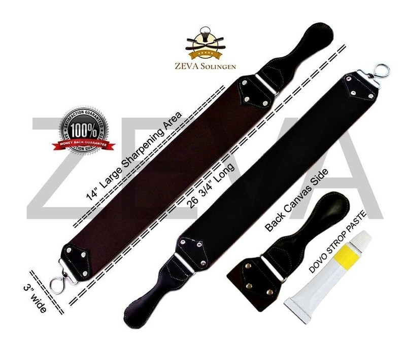 26′ 3/4″ Long Barber Leather Straight Razor Strop Strap Sharpening & Dovo Paste