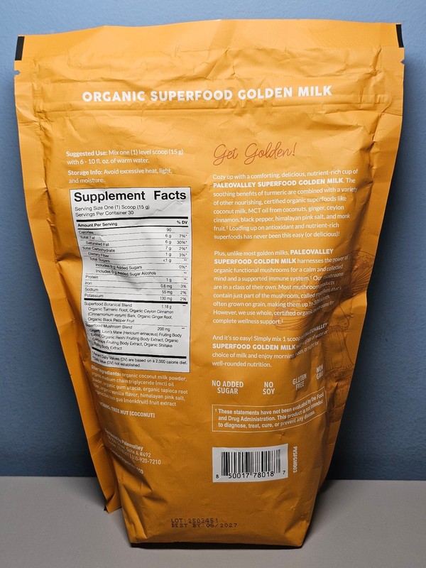 Paleovalley Organic Superfood Golden Milk - 30 servings - Exp 6/27 -New! Sealed! gallery