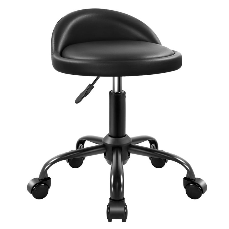Rolling Stool with BackRest Height Adjustable Round Chair with Wheels Swivel …
