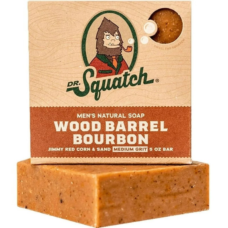 Dr. Squatch All Natural Bar Soap for Men, Wood Barrel Bourbon 5 Ounce Pack of 5
