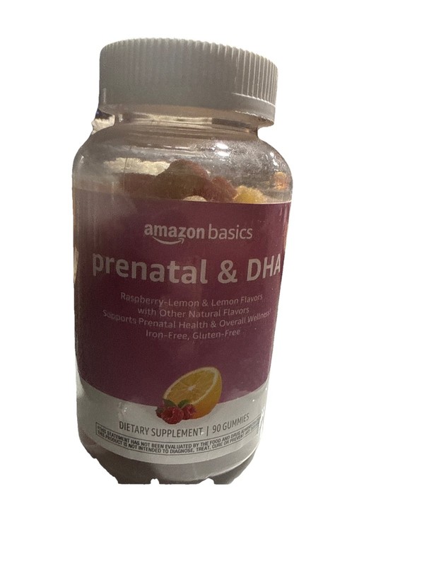 Amazon Basics Prenatal & DHA Gummies Raspberry Lemon 90 ct, Exp 7/27 gallery