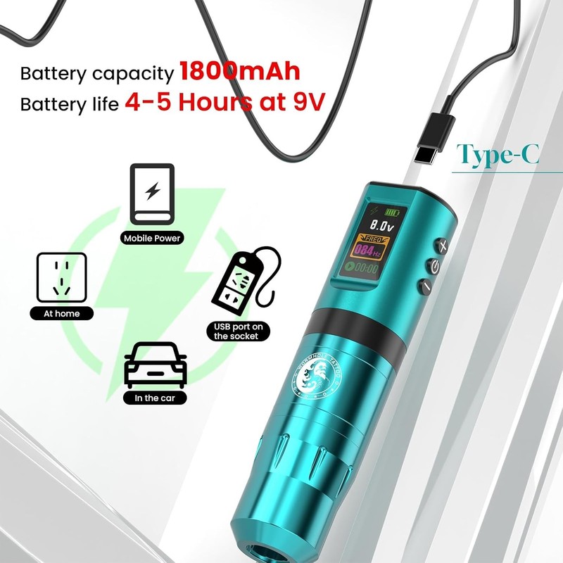 Kit de tatuaje con pantalla led digital y batería de 1800 mAh gallery