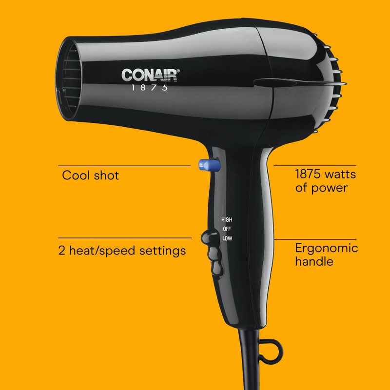 Conair Mid-Size Hair Dryer 1875W Lightweight Blow Dryer With Concentrator New