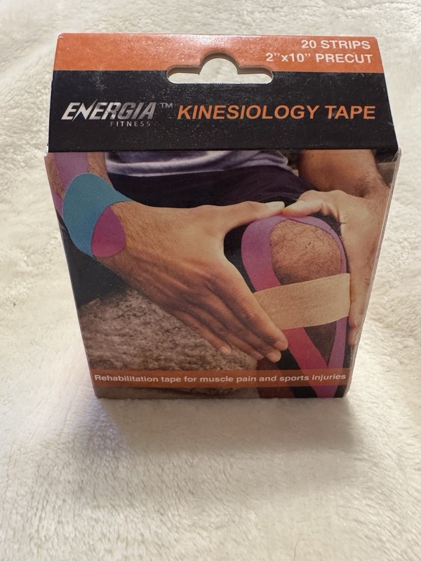 New In Box Energia Fitness Kynesiology Tape 2×10 Pre Cut Strips Free Shipping