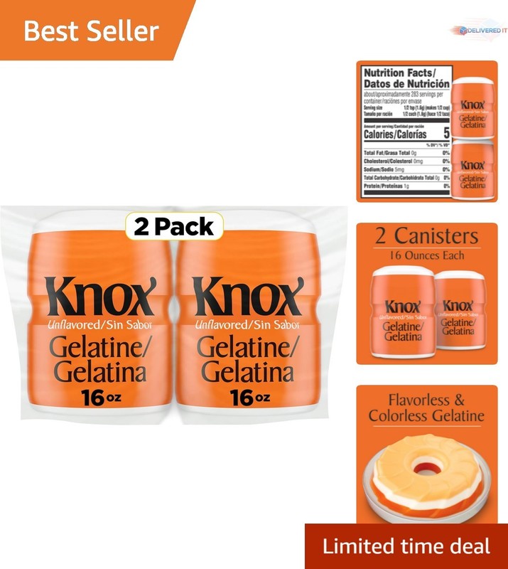 Unflavored Gelatin Powder 16Oz Pack of 2 Fat Free Sugar Free Desserts