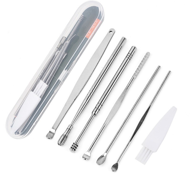 7PCS Ear Pick Cleaning Set Spiral Tool Spoon Ear Wax Remover Cleaner Curette Kit