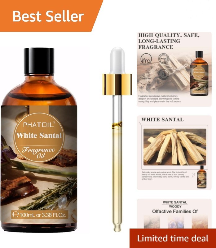 White Santal Essential Oil – 3.38FL OZ for Aromatherapy & Candle Making