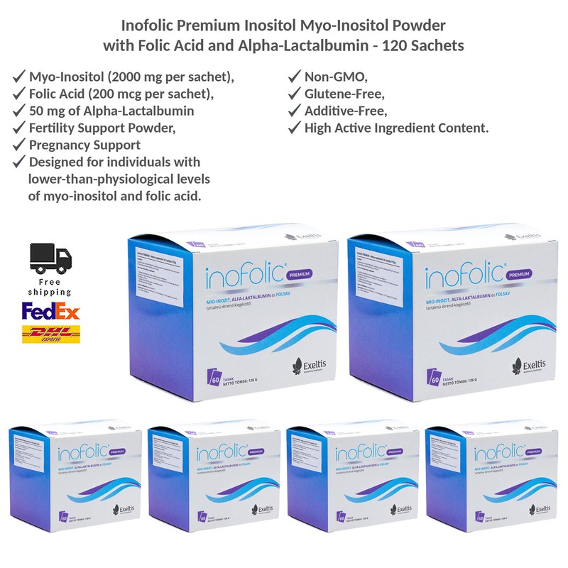 Inofolic Premium Myo-Inositol Fertility Support Powder + Folic Acid 360 Sachets