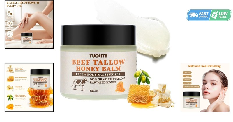 Ultimate Beef Tallow Hydrating Balm with Raw Honey & Natural Ingredients - 2 oz gallery