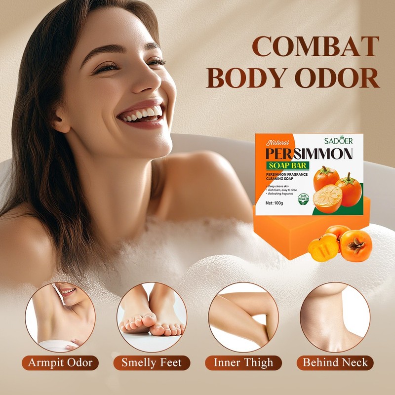 3 Pack Persimmon Soap Bar for Body Odor Control Purifying Deodorizing Body Wash gallery