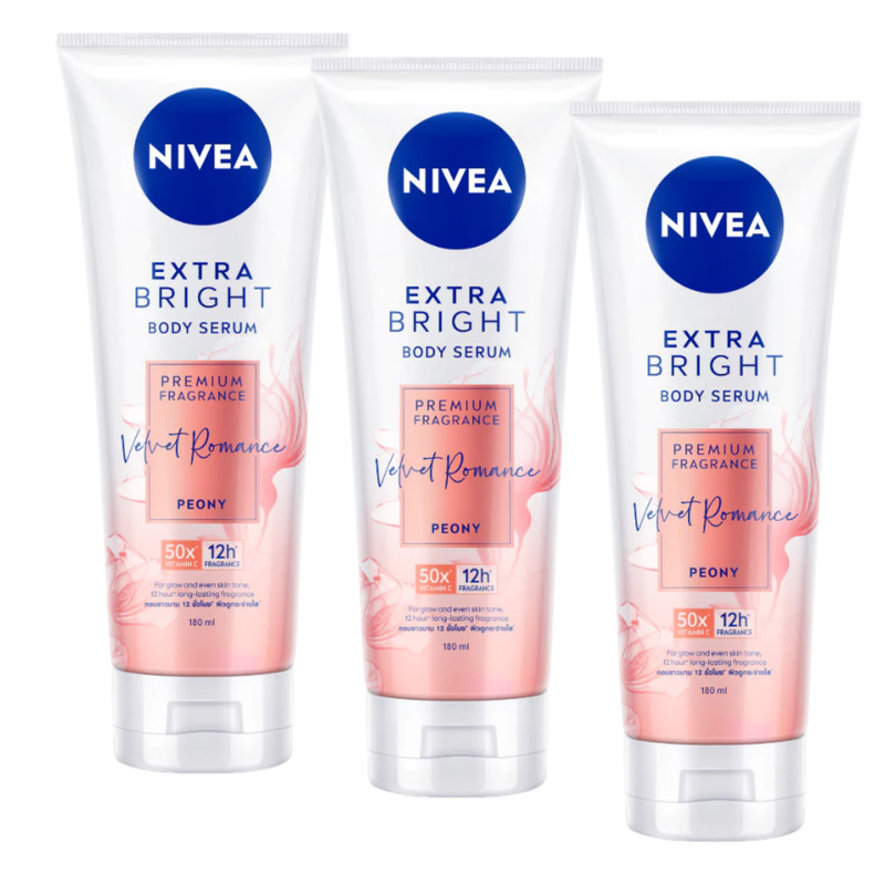 NIVEA Extra Bright Velvet Romance Body Serum 320ml x 3