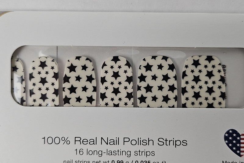 COLOR STREET Nail Polish Strips 4 Packs Star for the Course Black on White Stars gallery
