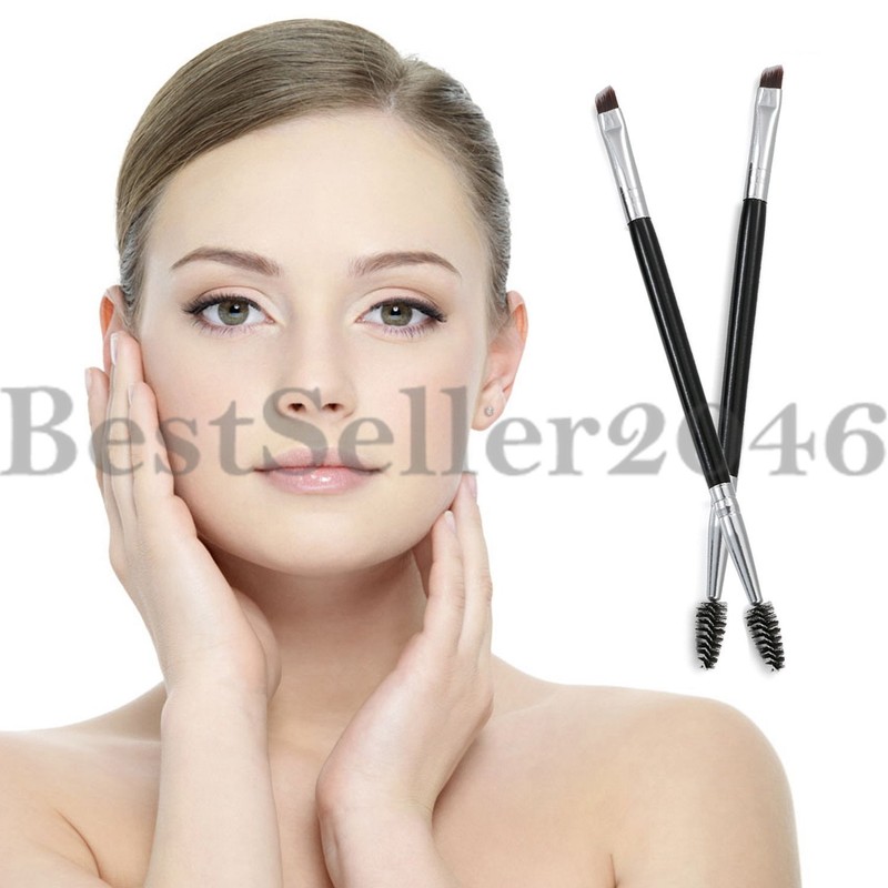 2PCS Eyebrow Angled Eye Brow Brush and Spoolie Brush Wood Handle Makeup Tools gallery