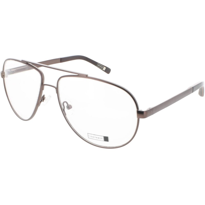 Contrast Unisex Eyeglasses Demo Lens Metal Aviator Full Rim Frame Cts108 Brown