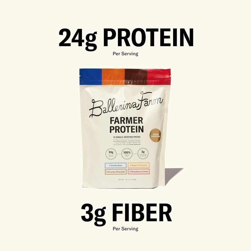 Ballerina Farm Grass Fed Whey Protein Powder, 4 Flavor Variety Pack, 24g Prot... gallery