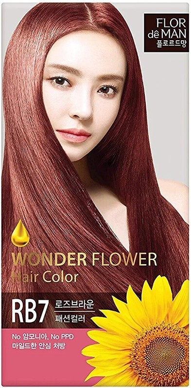 Somang Flor De Man Wonder Flower Hair Color Box Dye RB7 Rose Brown