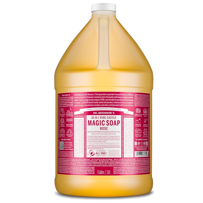 Magic Soap Pure-Castile Liquid Soap Rose, 1 Gallon – Made with Organic Oils, …