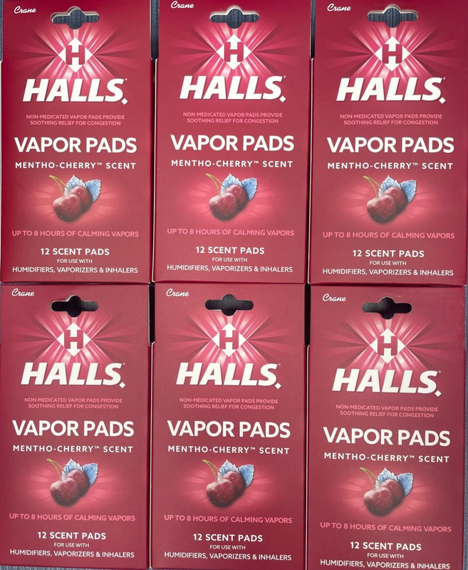 Case of 24 x 12 Pack Halls Vapor Pads Mentho-Cherry Scent