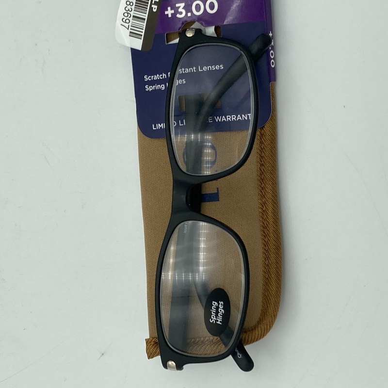ICU Eyewear Henderson Black Reading Glasses Readers with Case +3.00 gallery