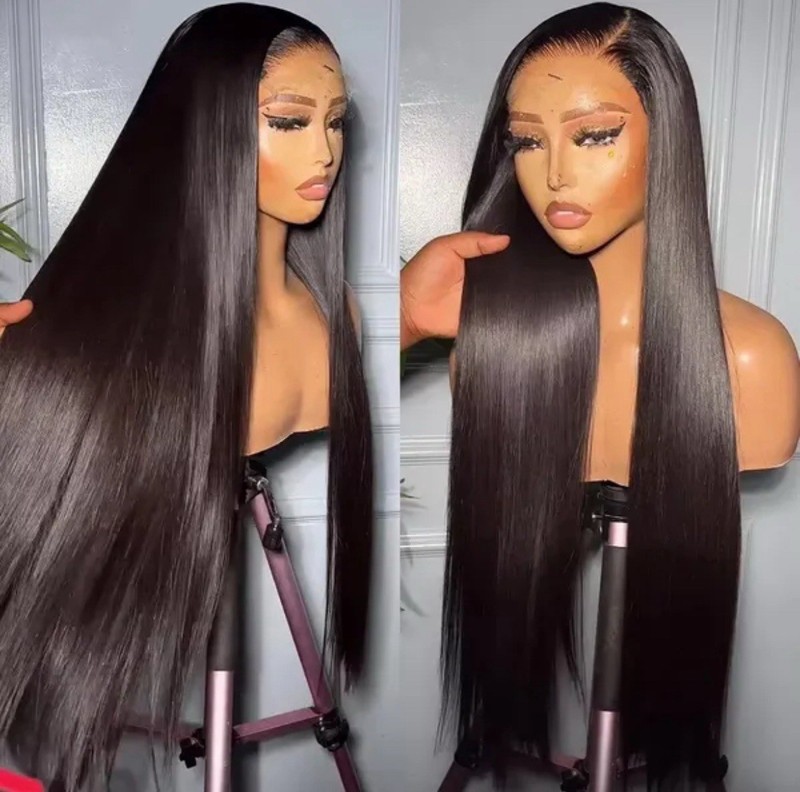13×6 Lace Front Wig – 100% Human Hair, Pre-Plucked, 18 Inches Straight