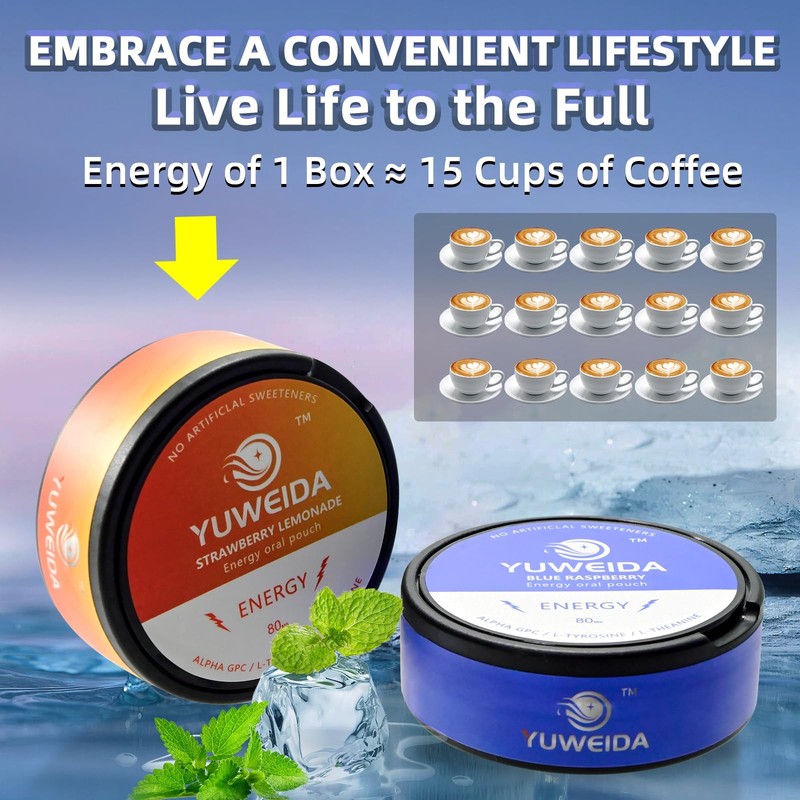 YUWEIDA Caffeine Energy Pouches with 80mg with15 Nicotine Free Pouches Per Ca... gallery