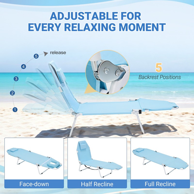 NAIZEA 2-in-1 Tanning Chair with Face Hole Lounge Chair Caming Bed with Mattress gallery
