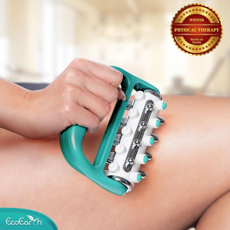 Myofascial Release Cellulite Massager Green - Portable Lymphatic Drainage Roller gallery
