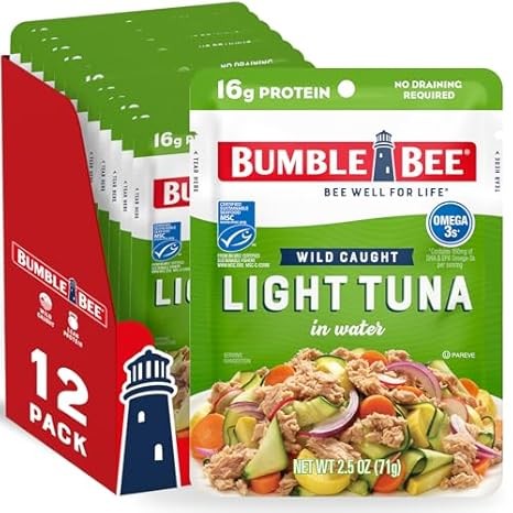 Bumble Bee Chunk Light Tuna Pouches (12 Pack) – Wild Caught, 16g Protein