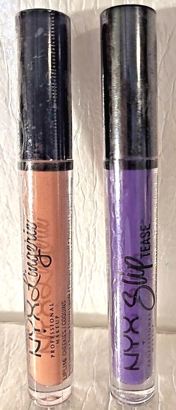 Lot #2 NYX Slip Tease Feisty Full Color Lip Oil Cheekies Liquid Lipstick