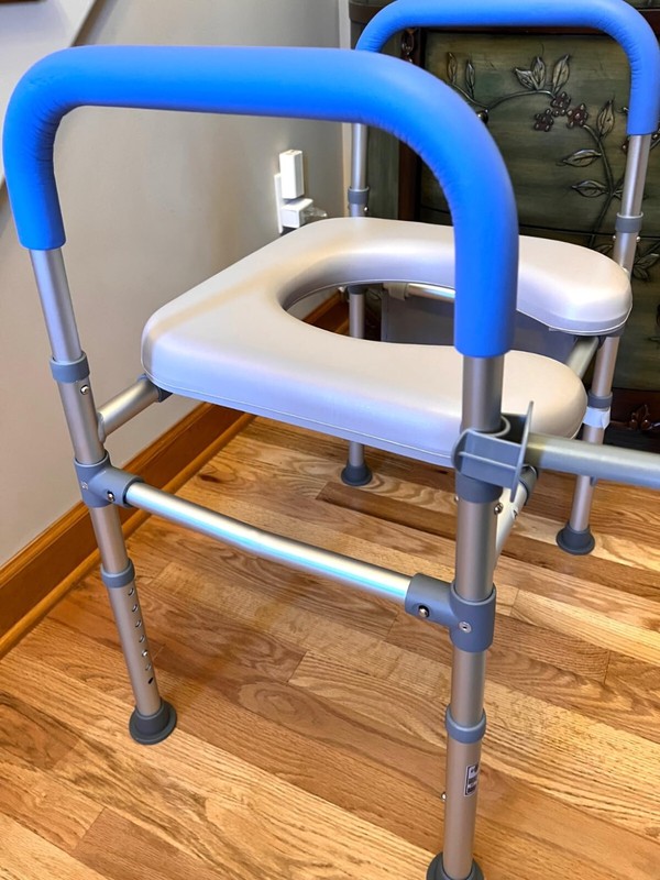 Toilet Seat Riser for Seniors Blue Padded Arms Adjustable Height & Width Raised gallery
