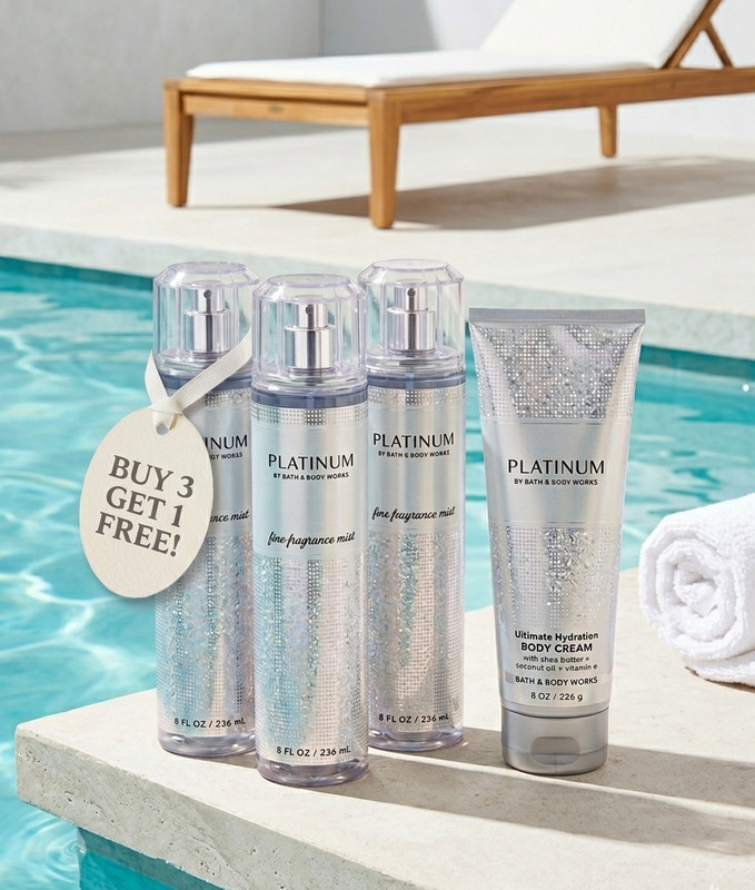 BUY 3 GET 1 FREE! Bath & Body Works PLATINUM Set – 3x Mists & 1x Body Cream