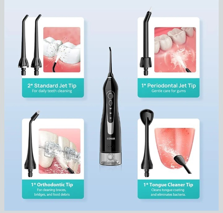 Coslus C20 Waterproof Electric Portable Cordless Water Flosser Black gallery