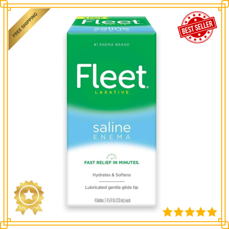 Fleet Laxative Saline Enema for Adult Constipation 4.5 fl oz 4 Bottles pack, NEW